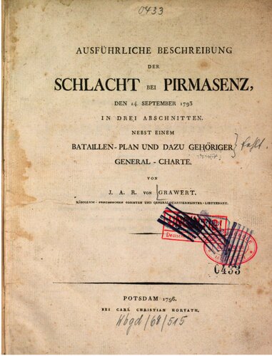 Ausführliche Beschreibung der Schlacht bei Pirmasenz [Pirmasens] den 14. September 1793