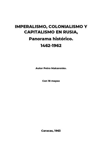 Imperialismo Colonialismo y capitalismo en Rusia Panorama Histórico