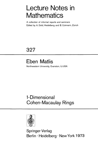 1-Dimensional Cohen-Macaulay Rings