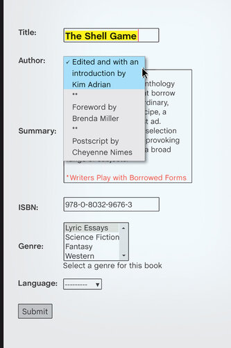 The Shell Game: Writers Play with Borrowed Forms