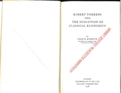 Robert Torrens and the Evolution of Classical Economics