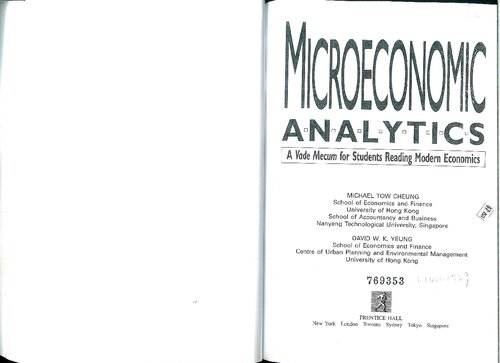 Microeconomic Analytics : a vade mecum for students reading modern economics