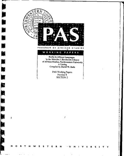 Books in African Languages in the Melville J. Herskovits Library of African Studies, Northwestern University: A Catalog. SECTION 2