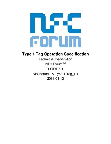 NFC Type 1 Tag Operation Specification