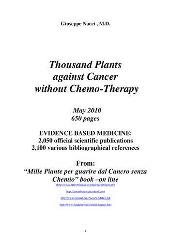 Dr Giuseppe Nacci MD : Thousand plants against cancer without Chemo-Therapy OCTOBER 2008 500 pages