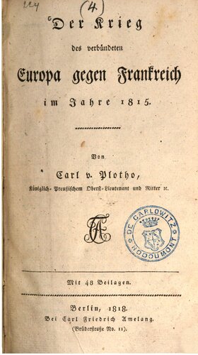 Der Krieg des verbündeten Europa gegen Frankreich im Jahre 1815