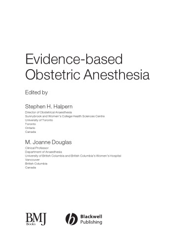 Evidence-Based Obstetric Anesthesia 