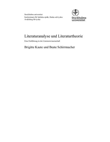 Literaturanalyse und Literaturtheorie - Eine Einführung in die Literaturwissenschaf