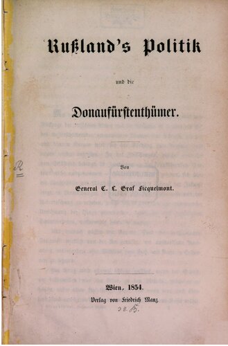 Russlands Politik und die Donaufürstentümer