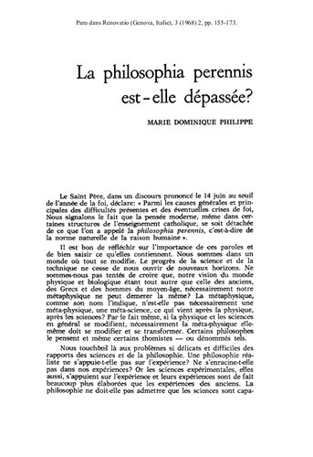 La philosophia perennis est-elle dépassée ?