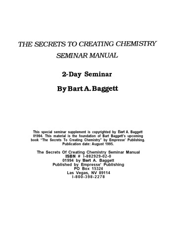 The Secrets Of Creating Chemistry Seminar Manual