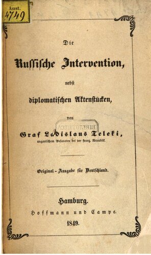 Die russische Intervention, nebst diplomatischen Aktenstücken