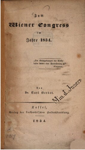 Zum Wiener Kongress im Jahre 1834