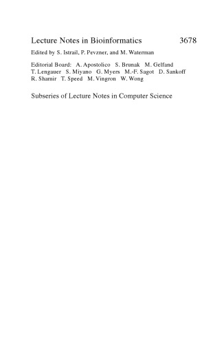 Comparative Genomics: RECOMB 2005 International Workshop, RCG 2005, Dublin, Ireland, September 18-20, 2005. Proceedings