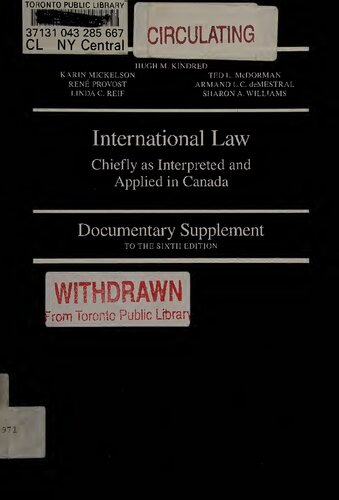 International Law Chiefly as Interpreted and Applied in Canada. Documentary Supplement