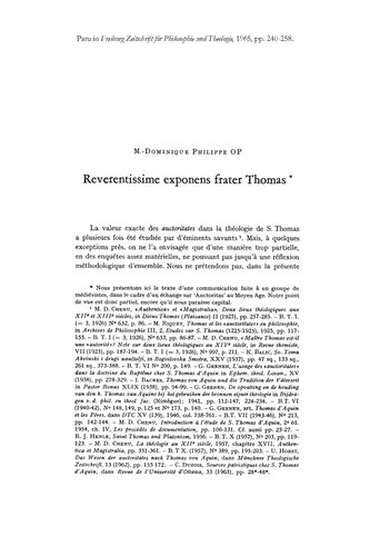 Reverentissime exponens Frater Thomas