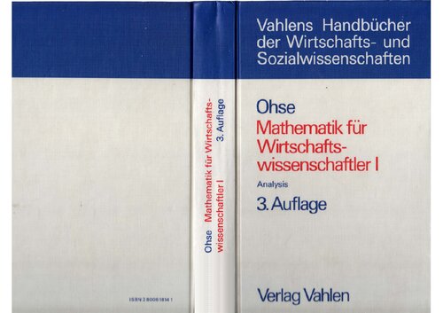 Mathematik für Wirtschaftswissenschaftler I, Analysis