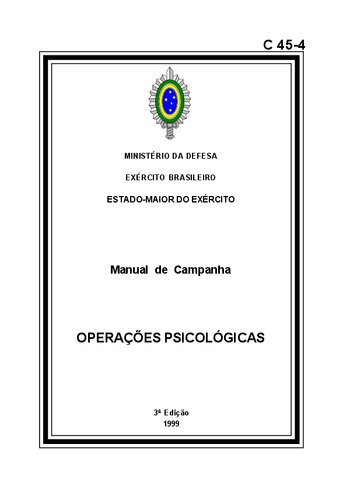 Ministério da Defesa Exército Brasileiro Estado-Maior do Exército - Manual de Campanha - Operações Psicológicas - 3º Edição 1999