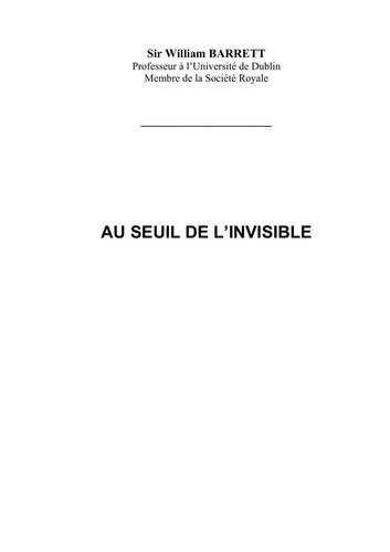 Au seuil de l'invisible