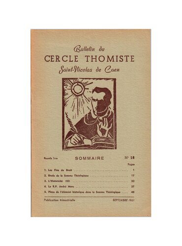 Commentaires de la Somme Théologique de Saint Thomas dans le Bulletin du Cercle Thomiste - 1961-1988