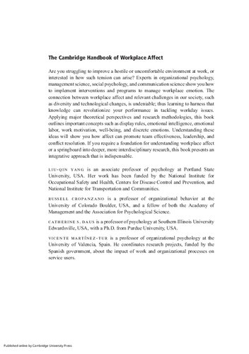 The Cambridge Handbook of Workplace Affect