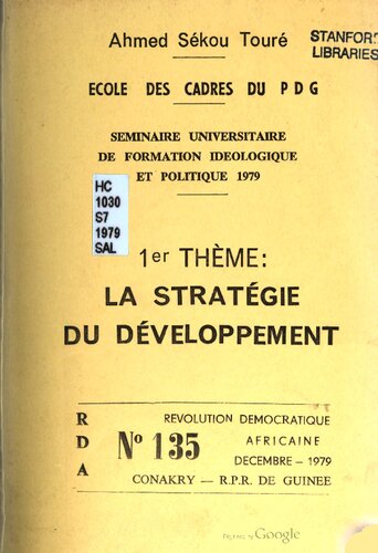 Seminaire universitaire de formation ideologique et politique 1979. 1er thème: la stratégie du développement