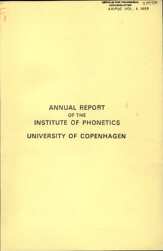 Annual Report of the Institute of Phonetics University of Copenhagen