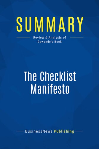 Summary: The Checklist Manifesto: Review and Analysis of Gawande's Book