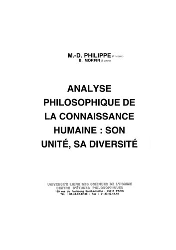 Cours ULSH - 1985-1986 - Analyse philosophique de la connaissance humaine