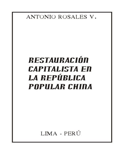 Restauración Capitalista en la República Popular China