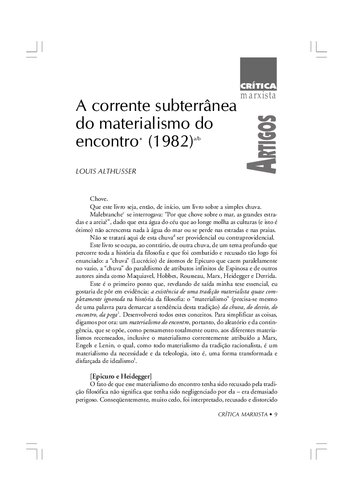 A corrente Subterrânea do Materialismo do Encontro