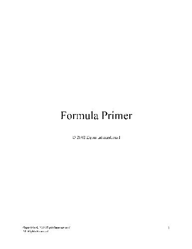 Formula Primer