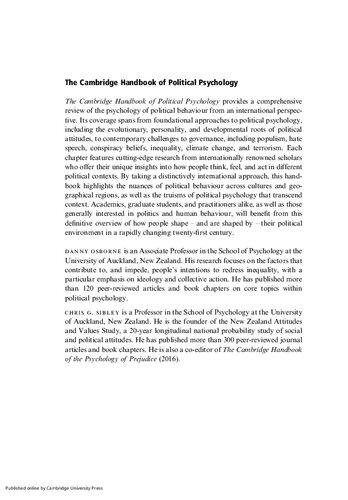 The Cambridge Handbook of Political Psychology