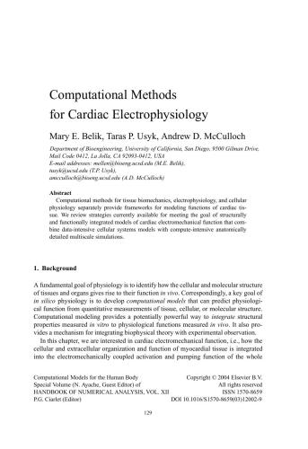 Handbook of Numerical Analysis. Computational Models for the Human Body