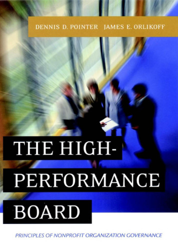 The High-Performance Board: Principles of Nonprofit Organization Governance