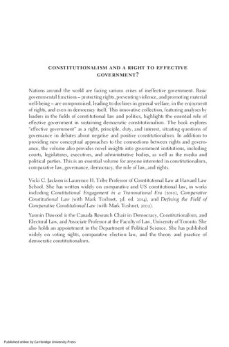 Constitutionalism and a Right to Effective Government?