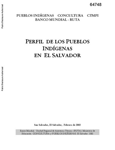 Perfil De Los Pueblos Indígenas En El Salvador