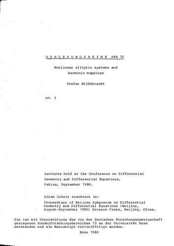 Nonlinear elliptic systems and harmonic mappings