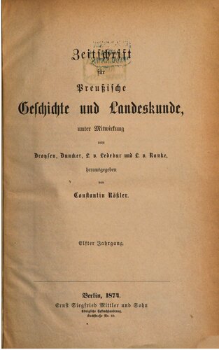 Zeitschrift für preussische Geschichte und Landeskunde