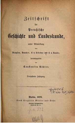 Zeitschrift für preussische Geschichte und Landeskunde