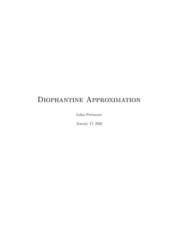 Diophantine Approximation