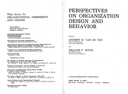 Perspectives on Organization Design and Behavior