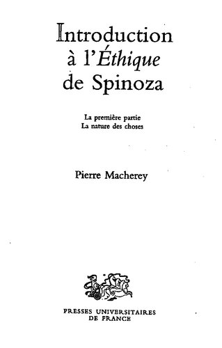 Introduction à l'Éthique de Spinoza (1-5)