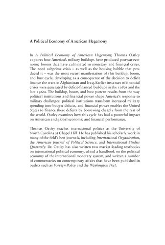 A Political Economy of American Hegemony: Buildups, Booms, and Busts