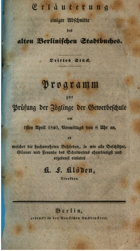 Erläuterung einiger Abschnitte des alten Berliner Stadtbuches