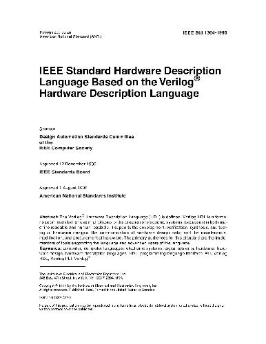 IEEE Std 1364-1995: IEEE Standard Hardware Description Language Based on the Verilog Hardware Description Language