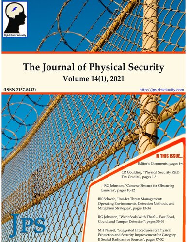 The Journal of Physical Security Volume 14 Issue 1 - JPS 14(1)