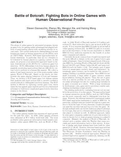 Battle of botcraft: Fighting bots in online games with human observational proofs