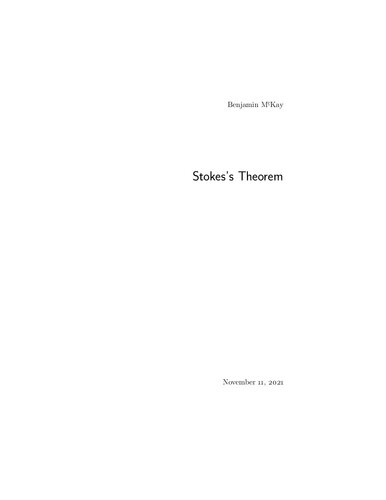 Stokes's Theorem