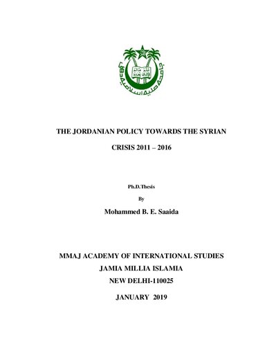 Jordanian policy towards the Syrian crisis 2011 2016